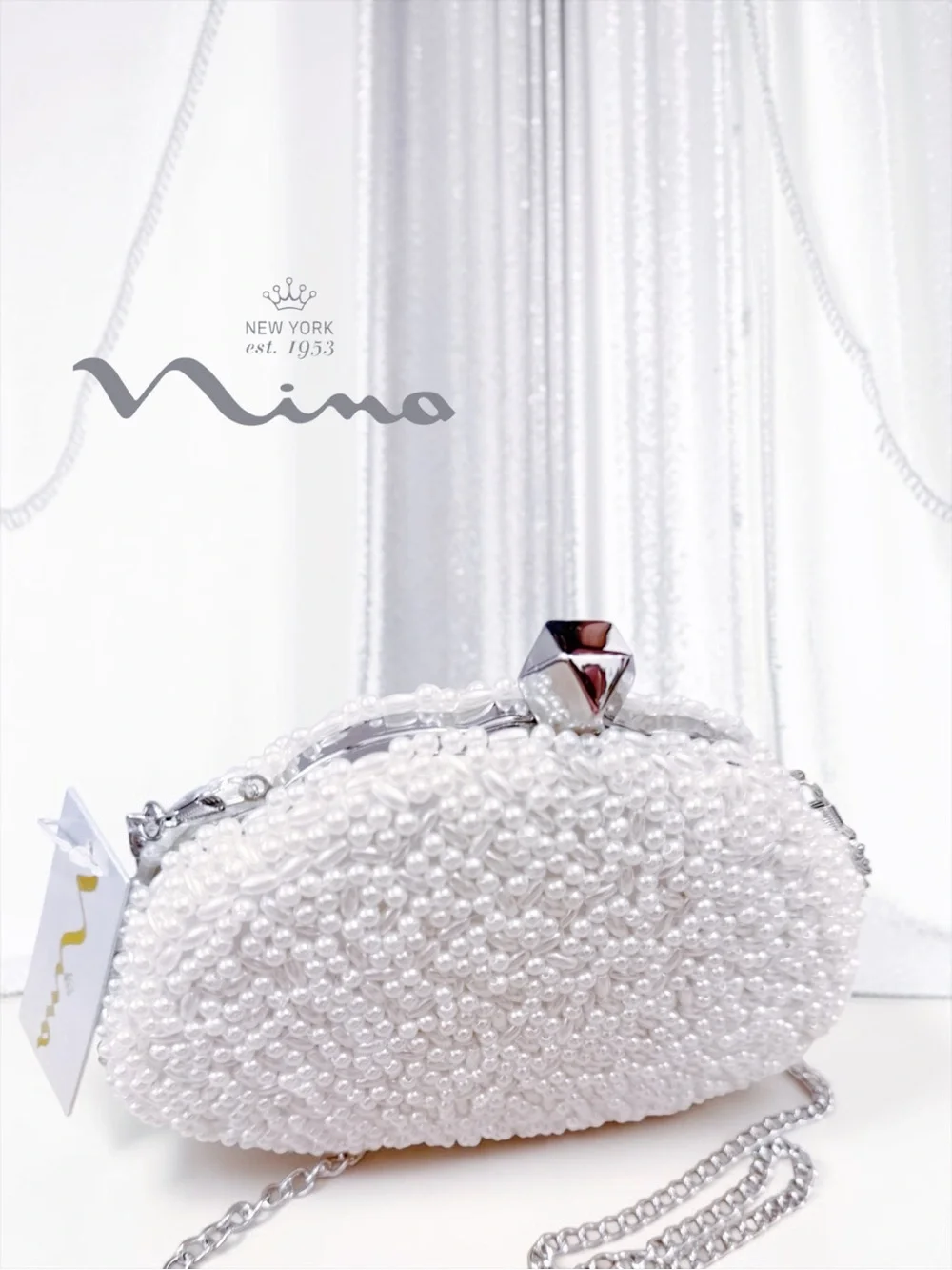 Nina Hera Beaded Pearl Clutch Evening Bag - NWT Brand New In Box